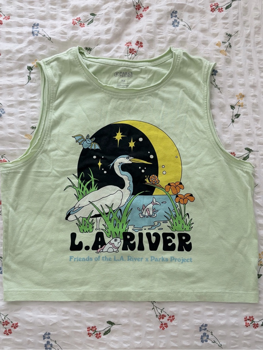 Parks Project L.A. River Graphic Crop Tank - Light Green